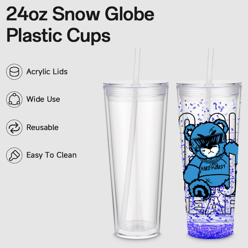 Personalized 24oz snow globe cup. Write at the beginning of the order color and theme.