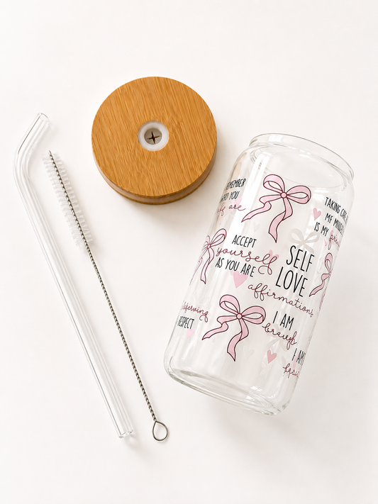 Personalized Glass Tumbler, 16 Oz Glass Cups Set with Lid and Straw/ free gift