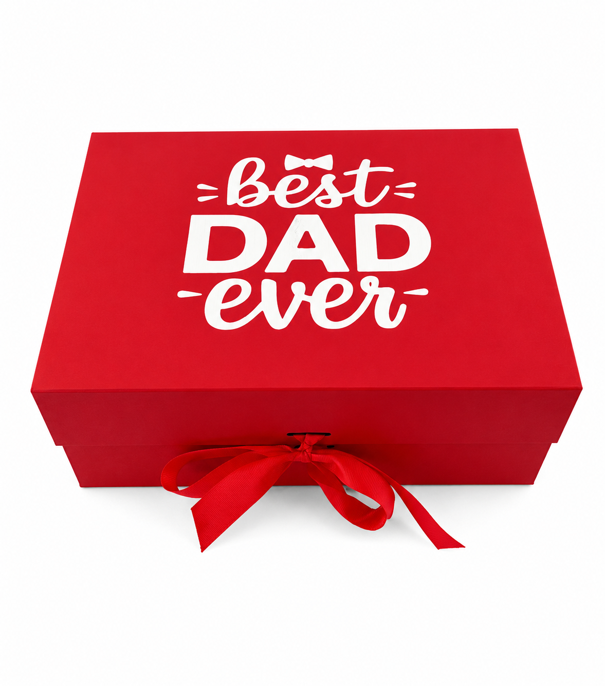 Customised gift box with magnetic lid, and ribbon. Size: 33*25*12.5 cm,Thickness: 2 mm.