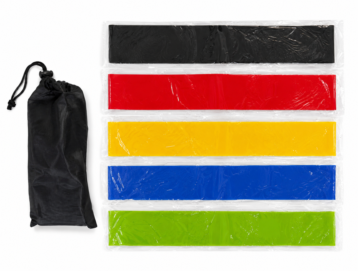 Gym kit that includes a personalized 32oz bottle and 5 resistance bands.