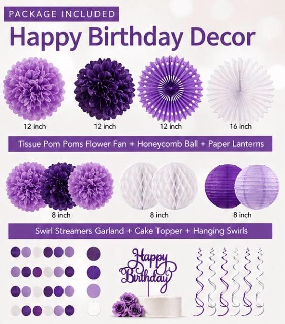 Decoraciones para fiestas (no personalizadas)